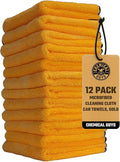 Chemical Guys, Professional Microfiber Towels, 16 x 16 in, Gold, 12 Pack | Ultra-soft, scratch-free towels to buff wax, dry panels and clean glass and interiors, machine washable