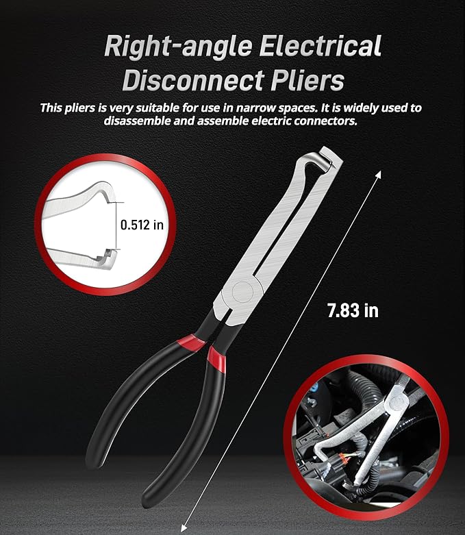 7PCS Electrical Disconnect Pliers & Fuel Line Disconnect Tool Set, Automotive Electrical Terminal Connector Separator Removal Tool Kit for Car Wiring & Fuel Line Connector Pliers