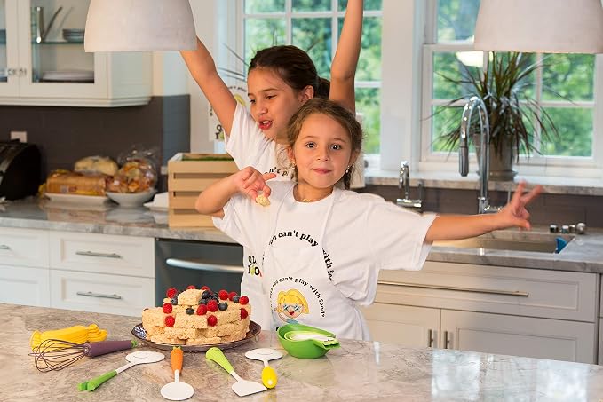 7-Piece Utensil Set - Sensory Friendly - Best Multicolor Kitchen Tools & Gadgets - Mixing Spoon, Spatula, Salad Servers, Whisk, Measuring Cups & Spoons