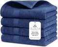 Villa Celestia Cotton Hand Towels Set of 4, 16 x 28, Oeko-TEX Certified, Quick Dry, Navy Blue