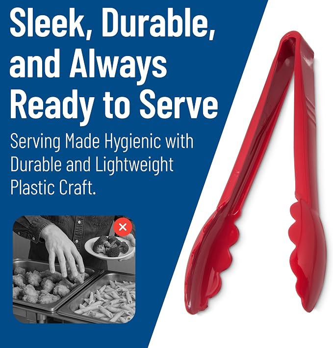 Carlisle FoodService Products 470905 Carly Salad Tong, 9" Utility Tong, 12 Pack