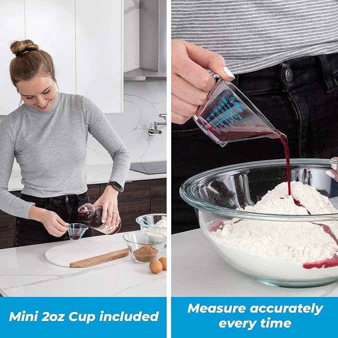 KPKitchen Stainless Steel Measuring Cups and Spoons Set of 16 and 4-Piece Liquid Measuring Cups Set - 7 Cup and 7 Spoon Metal Measure Sets - Includes Mini Ounce, 1, 2 and 4 Plastic Measuring Cup Sizes