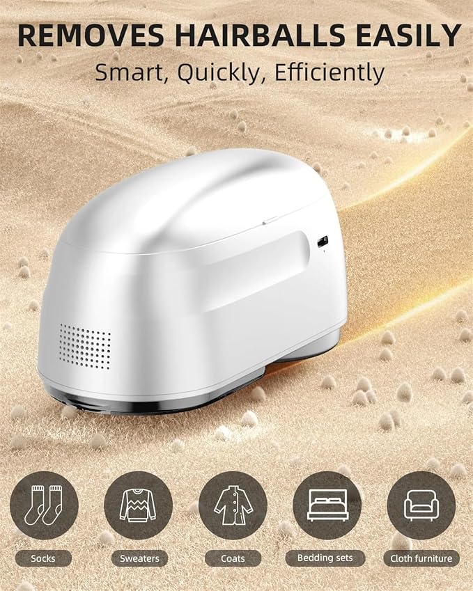 Fabric Shaver Lint Remover and Lint Brush Rechargeable, 2600mAh Portable Sweater Defuzzer Lint Shaver, 2-Speed Adjustment, Removes Lint, Pill, & Fuzz (Color : White)