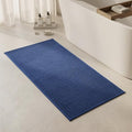 Triohero Bathroom Rugs Non Slip Washable, Super Absorbent Thin Bath Mat Quick Dry Low Pile Bathroom Rug, Navy Blue 24"x47"