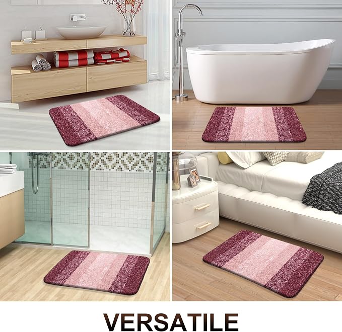 OLANLY Bathroom Runner Rugs Mat 47x17, Extra Soft Absorbent Microfiber Bath Rugs, Rubber Backing, Quick Dry, Washable Long Bath Mats for Bathroom Floor, Tub and Shower, Home Decor Accessories, Red