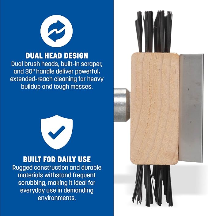 SPARTA 4002600 Stainless Steel Grill Brush, Grill Scraper With Long Handle For Commercial Cleaning, Kitchens, Restaurants, Bathrooms, 30 Inches, Brown, (Pack of 6)