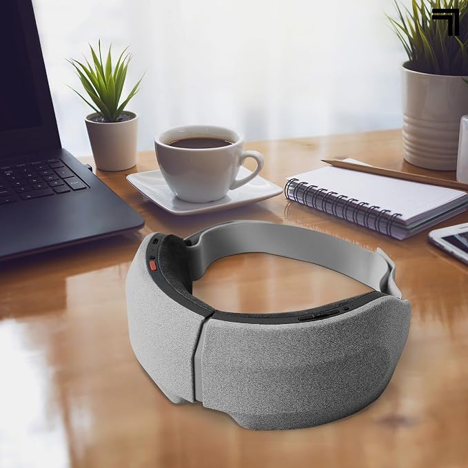 Sharper Image® RealTouch™ Eye Mask, Hot + Cold Massager, Air Compression, Puffy Under Eye Aid, Bluetooth Music, USB-C Rechargeable, Headache Stress & Anxiety Relief, Relaxation & Comfort Travel Gift