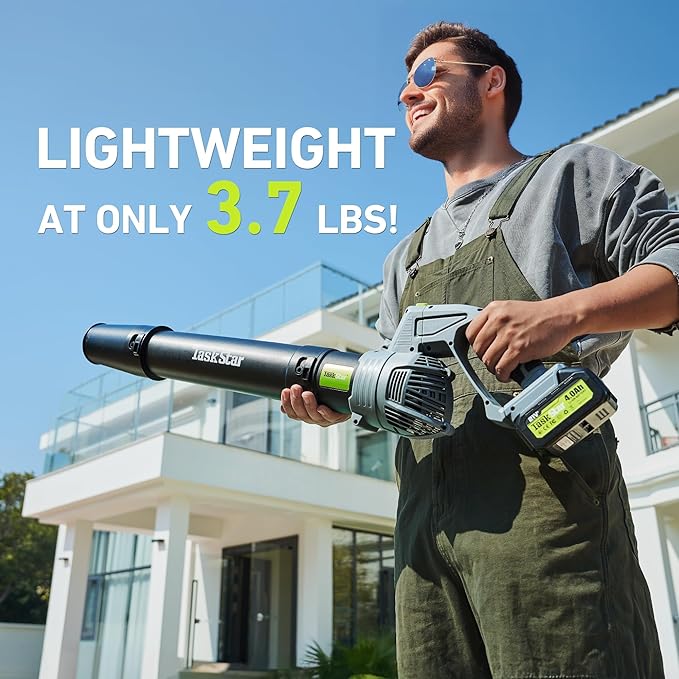 Taskstar Leaf Blower for Lawn: 550CFM Battery Electric Cordless Small Blower with Swivel Head Total 8.0 Ah Battery & Charger - Mini-Leaf for Decker Car Patio Yard