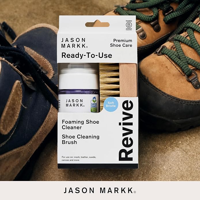 Jason Markk Quick Clean & Suede 4-Piece Cleaning Kit Bundle, Suede Brush & Stain Eraser, Ready-To-Use Foam & Delicates Brush, Safe for Leather, Suede, Nubuck, Cotton, Wool, Felt, Knits