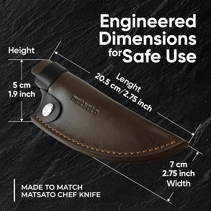 Matsato Kitchen Knife Leather Sheath for Japanese Steel Chef's Knife | Holder Perfect for Cutting and Chopping, 6.3 Inch Matsato Knives holder