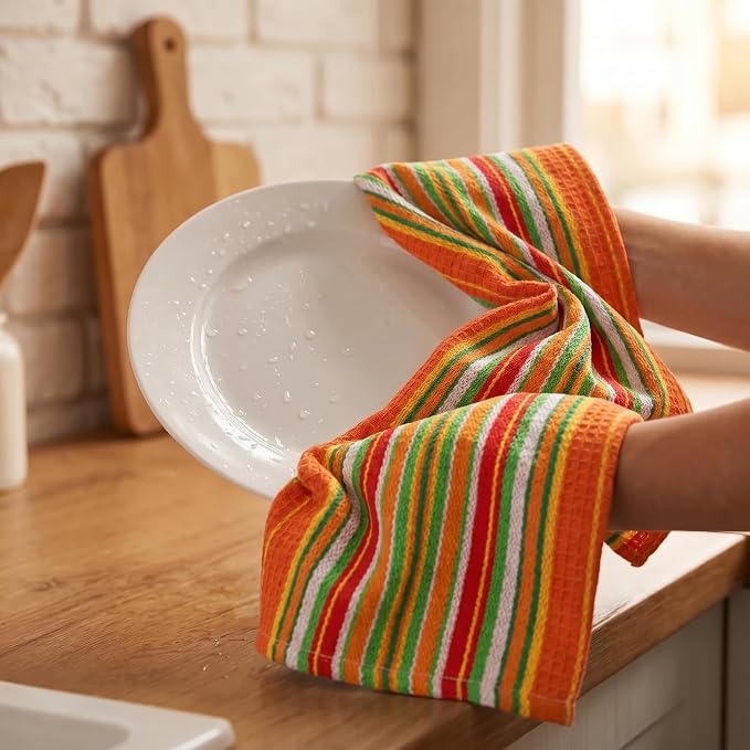 Urban Villa Kitchen Towels Cotton Dish Towels 20”x30” (Set of 6) Orange