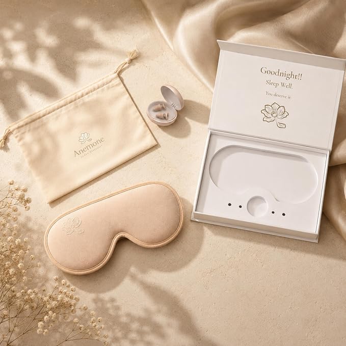 Anemone Contour Sleeping Mask for Women – Softer Than Silk Eye Masks for Sleep, Complete Blackout, Zero Eye Pressure Fit, Lightweight, Eye Care, Travel Essentials Included