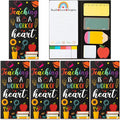Xqumoi 4 Pcak Teaching is A Work of Heart Sticky Notes Set - Blackboard Pencil Apple Self-Stick Note Pads Teacher Appreciation Gift Writing Memo Pads Page Marker Back to School Office Supplies (Black)