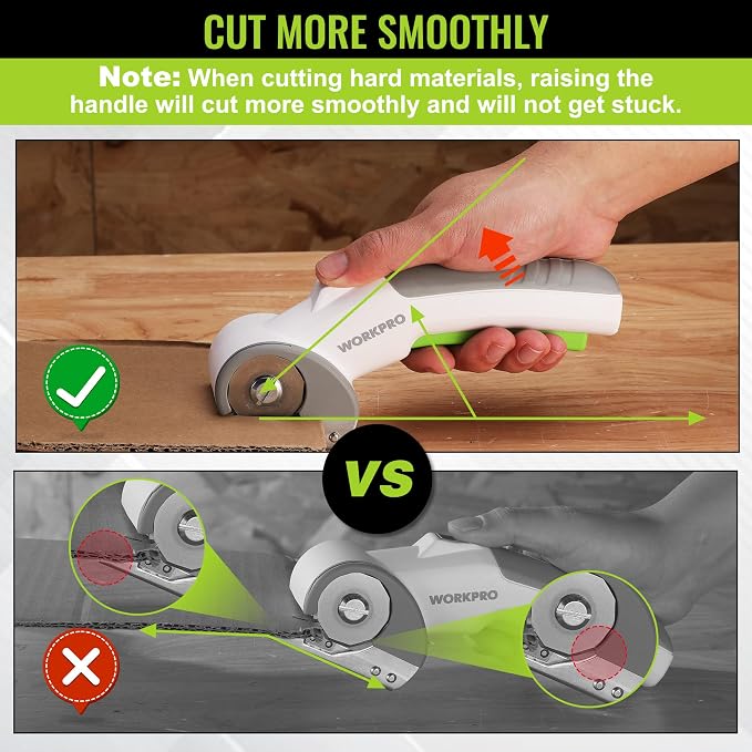 WORKPRO Cordless Electric Scissors, 4V Rechargeable Powerful Shears Cutting Tool for Fabric, Leather, Carpet and Cardboard, Power Rotary Cutters for Sewing, Scrapbooking, Crafting