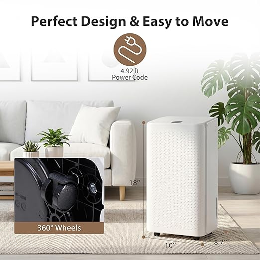 30Pints Dehumidifier with Drain Hose, 2,000 Sq.Ft Dehumidifier for Basement, 2L/0.53 Gallon Tank, Energy Star Cert. 38dB, Humidity Display Ring, Humidity Remover for Home, Bedroom & Bathroom