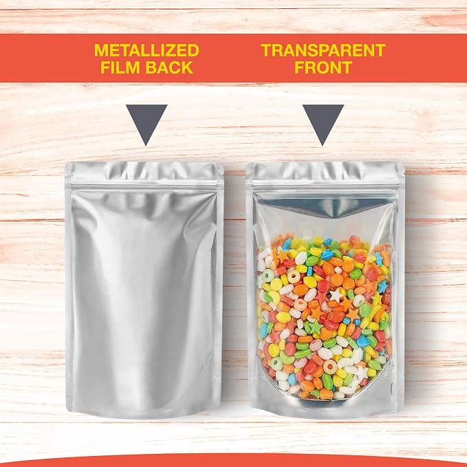 BELLE KR® 3x5 Small Mylar Bags for Freeze Dried Candy - Pack Of 100-4 Mil Thick - Resealable Bags for Small Business with See Through Window for Freeze Drying