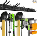 Garage Tool Organizer Wall Mount, 66 Inch Heavy Duty Garage Organization System with 13 Adjustable Hooks, Garden Tool Storage Rack for Garage, Yard & Shed, Holds Up to 520 lbs