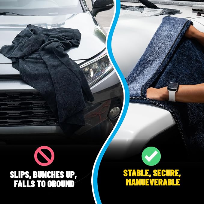 Chemical Guys, Twisted Loop Microfiber Car Drying Towel with Hand Pockets | High-absorption twisted loop microfiber dries paint and glass fast with a streak-free finish, built-in hand pockets for grip