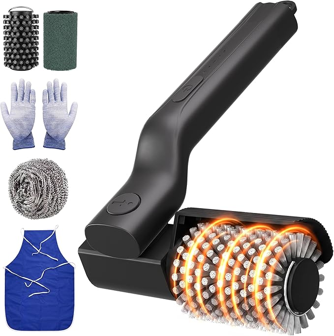 Electric Grill Brush - 24kg Torque High Power Electric Grill Cleaner - 200 Min Runtime - 7-Level Adjustable Angle - Shed - Free Reinforced Bristles Safe for Grill Brush for Outdoor Grill