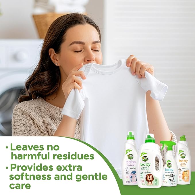 Baby Fabric Softener, Plant-Based Liquid Fabric Softener, Non-Toxic, Hypoallergenic, Fragrance-Free, EcoCert Certified, Vegan, 32 Washes, 33.8 fl oz (1000 ml) - 3 Pack