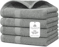 Villa Celestia Cotton Hand Towels Set of 4, 16 x 28, Oeko-TEX Certified, Quick Dry, Grey