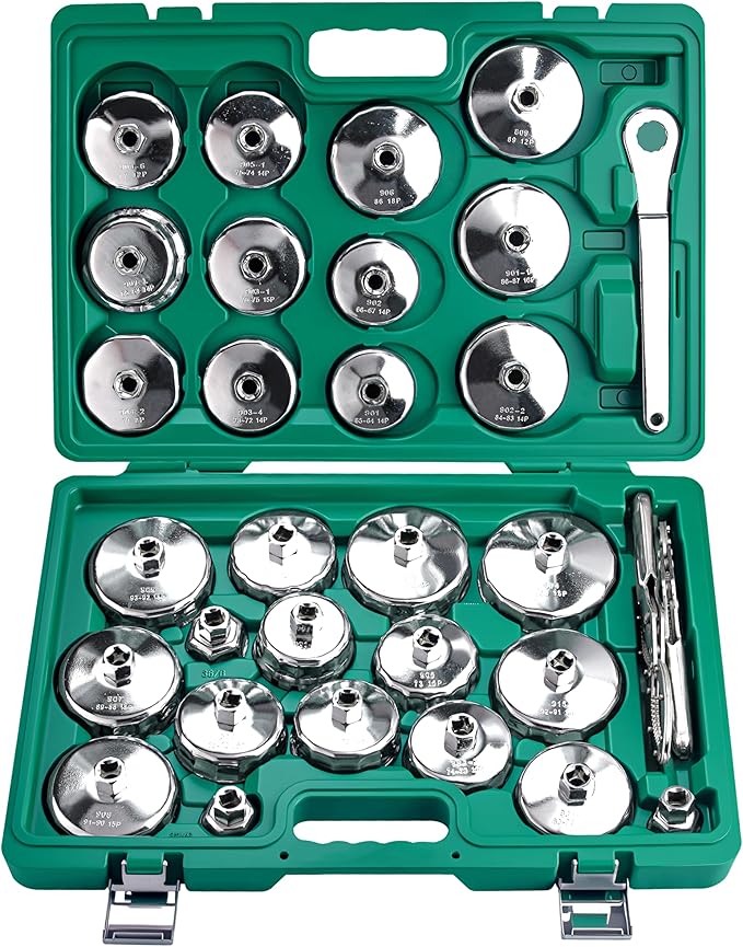 31pcs Oil Filter Wrench Set 1/2" Drive Oil Filter Removal Tool Kit Oil Filter Type Wrench Socket Removal Tool Set Oil Filter Socket Set
