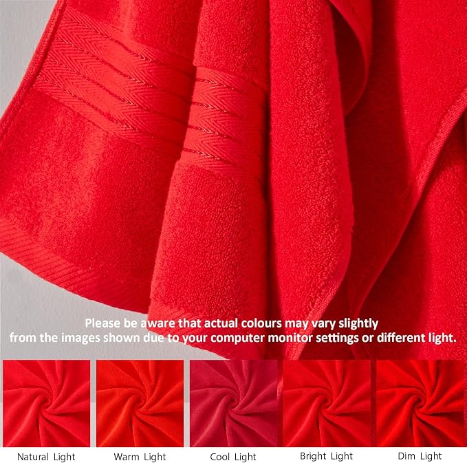 COZYART Red Bath Towel Set for Bathroom Soft Absorbent Durable 650 GSM Turkish Cotton Towel Sets of 6, 2 Large Bath Towels, 2 Hand Towels, 2 Washclothes | OEKO-Tex 100 Certified Zero Twist Ring Spun, Soft Absorbent Quick Dry, Plush Fluffy, Breathable H...