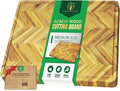 Herringbone Acacia Wood Cutting Boards for Kitchen, 1.5 in Thick Butcher Block Construction for Stability, 17 x 13 in Large Cutting Boards with Gift Box, Juice Groove and Handle
