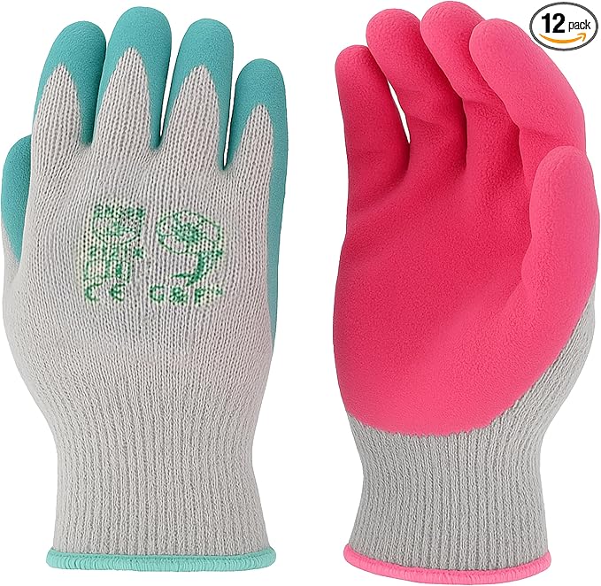 G & F Rubber Latex Double Coated Work Gloves for Construction, gardening gloves, heavy duty Cotton Blend