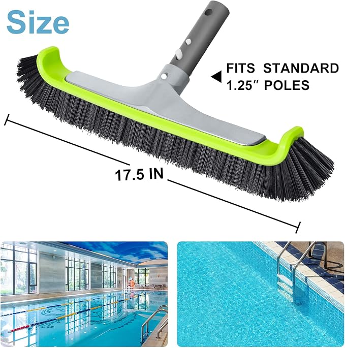 Sepetrel Upgraded Pool Brush Head for Cleaning Pool Walls,Heavy Duty Inground/Above Ground Aluminum Swimming Pool Scrub Brushes with Curved Ends & Premium Strong Bristle
