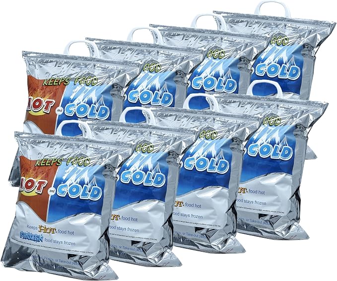 Superio Hot and Cold Insulated Bags for Food Delivery, Grocery Shopping Bags, Food Storage for Hot and Frozen Food for Travel, Disposable Cooler Bag, Reinforced Thermal Lunch Bag (8, 16"x19.25")