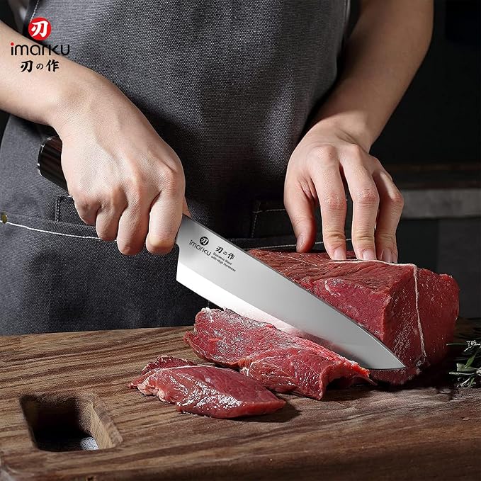 imarku 8 Inch Japanese Chef Knife,Single-Bevel Edge HC Steel Kitchen Knife | Versatile Chef Knife,Ultra-Sharp 13° Angle Rust-Resistant,For Right and Big Hands,Anti-slip Pakkawood Handle,Gift for Men