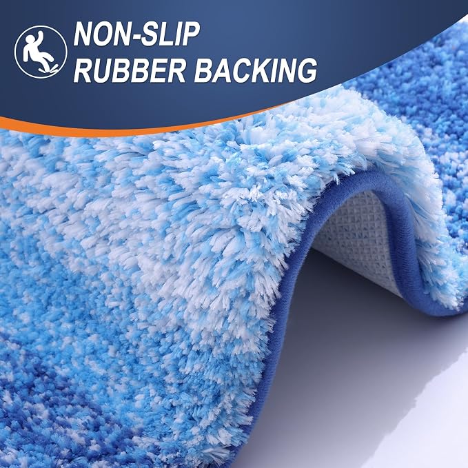 OLANLY Bathroom Runner Rugs Mat 59x20, Extra Soft Absorbent Microfiber Bath Rugs, Rubber Backing, Quick Dry, Long Bath Mats for Bathroom, Tub and Shower, Home Decor Accessories, Light Royal Blue