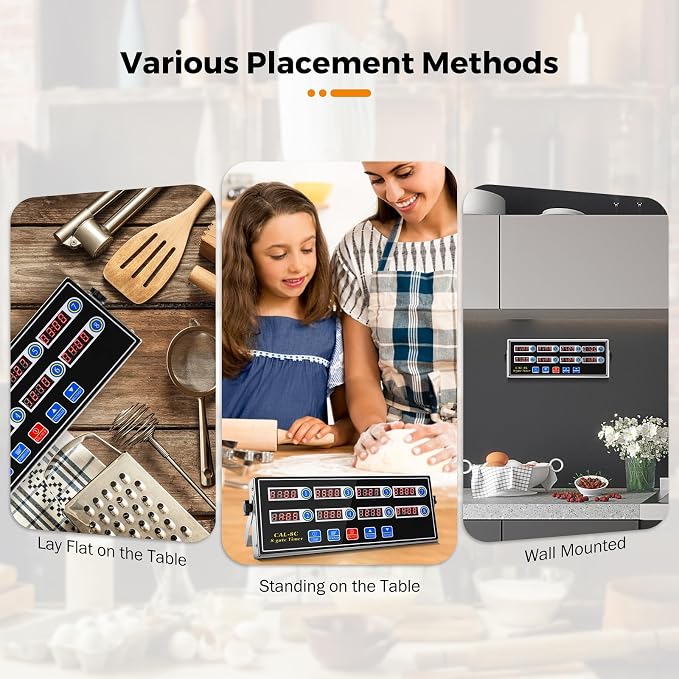 BEAMNOVA 8-Channel Digital Kitchen Timer, Commercial Timer for Restaurant, Food Timer for Cooking, Fryer Reminder, Adjustable Loud Alarm, Stainless Steel