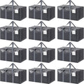 12 Pack Extra Heavy Duty Large Moving Bags with Strong Zipper, Gray | Comfortable Handles, Sturdy & Durable Clothes Storage Bags Totes Bins, Blue Packing Moving Boxes for College Supplies