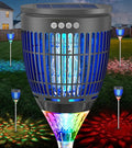 All in 1 Solar Bug Zapper Outdoor, Flame & Projection Mode, Auto/Manual Modes, 4200V Electric Mosquito Killer with High Powered, IPX5 Waterproof Rechargeable Fly Insect Trap for Patio Garden Yard RV