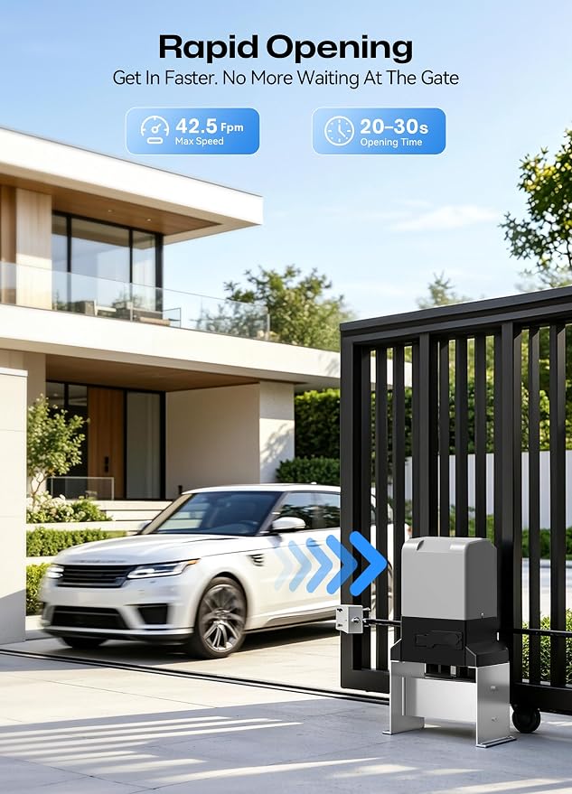 1400lb Sliding Gate Opener Kit, 280W Automatic Chain Drive Gate Operator with 2 Remotes & 20ft Chain, Gate Motor with IR Sensor WiFi Bluetooth Control for 40ft Driveway Home Garden Gates