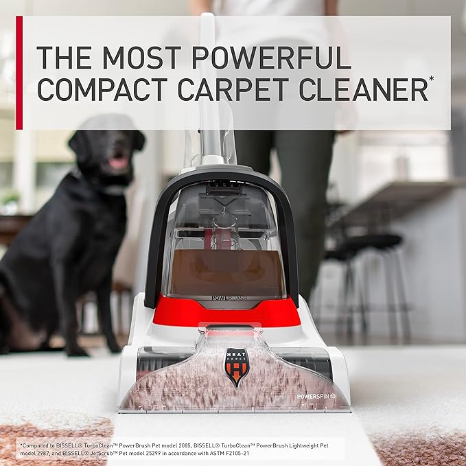 Hoover PowerDash Pet+ Compact Carpet Cleaner, Lightweight Carpet Shampooer | Heatforce Faster Drying, Pet Brush Roll, Use with a Carpet Cleaner Solution for a Bright, Refreshed Home