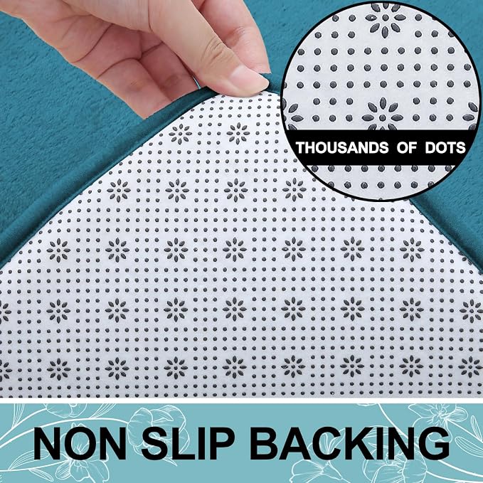 Smiry Memory Foam Bath Mat 36x24, Extra Soft and Absorbent Bathroom Mats, Non Slip Washable Carpet for Floor, Shower and Tub, Peacock Blue