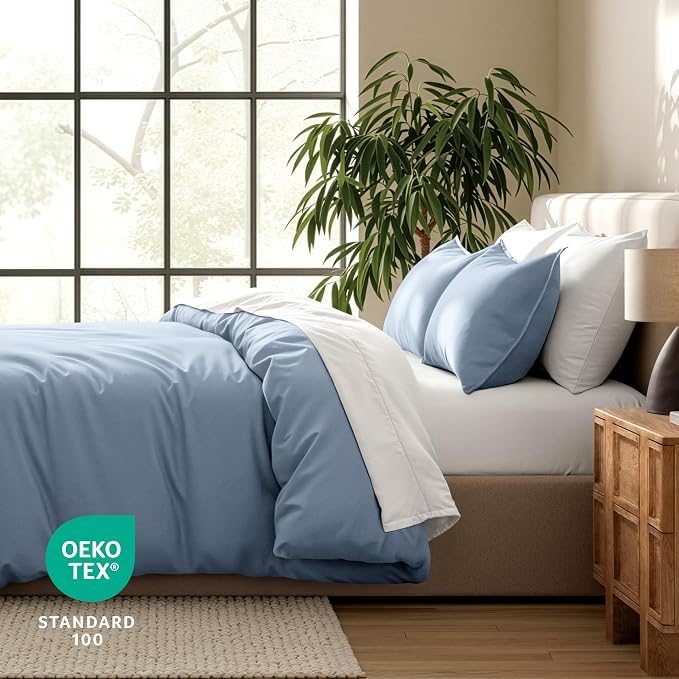 Bare Home Bedding Duvet Cover California King Size - Premium 1800 Super Soft Collection - Lightweight, Cooling - Soft Breathable Bedding Duvet Cover (Cal King, Dusty Blue)