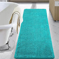 LOCHAS Luxury Bathroom Rug Shaggy Bath Mat 24 x 48 Inch, Teal Blue | Washable Non Slip Bath Rugs for Bathroom Shower, Soft Plush Chenille Absorbent Carpets