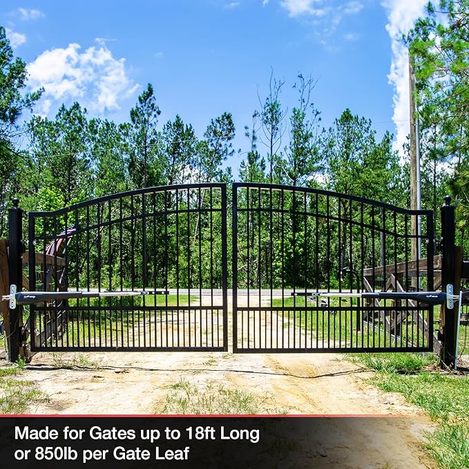 Mighty Mule MM572W HD Dual Arm Gate Openers 12 V Wireless AC/Battery Powered Automatic Gate Opener