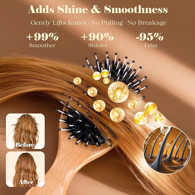 Mini Boar Bristle Hair Brush Since 1965 British Craftsmanship Handmade | Natural Wooden Small Hairbrush, Gentle Detangling Women Men Kids Curly Thick Fine Frizzy Hair, Smoothing Styling Brush