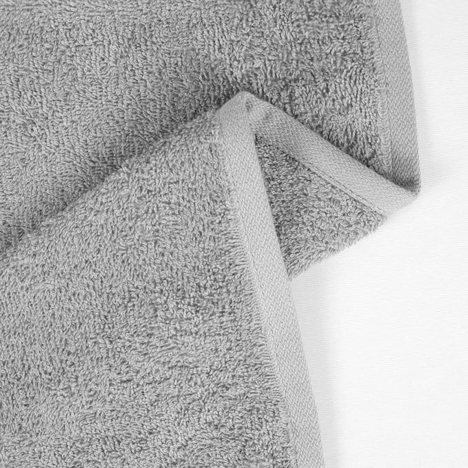 Amazon Basics Soft and Thick Cotton Hand Towels for Gym, 16 x 26 in, Gray, 12-Pack