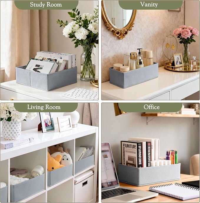 Criusia Drawer Organizers 18-Piece Set, Dresser Organizer for Baby Clothes, Foldable Closet Storage & Drawer Dividers for Underwear, Socks, Nursery (Gray)