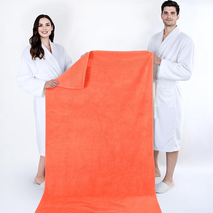 Cotton Paradise 100% Cotton Turkish Towel Set, Soft Absorbent Quick Dry, 2 Piece 35x70 Bath Sheet Set, Coral