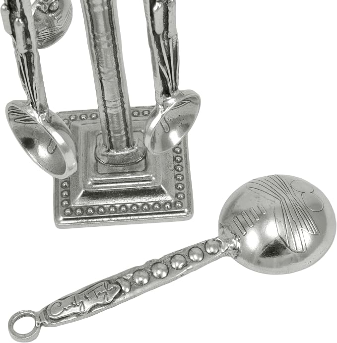 Crosby & Taylor Dragonfly Pewter Measuring Spoon Set on Pewter Display Post
