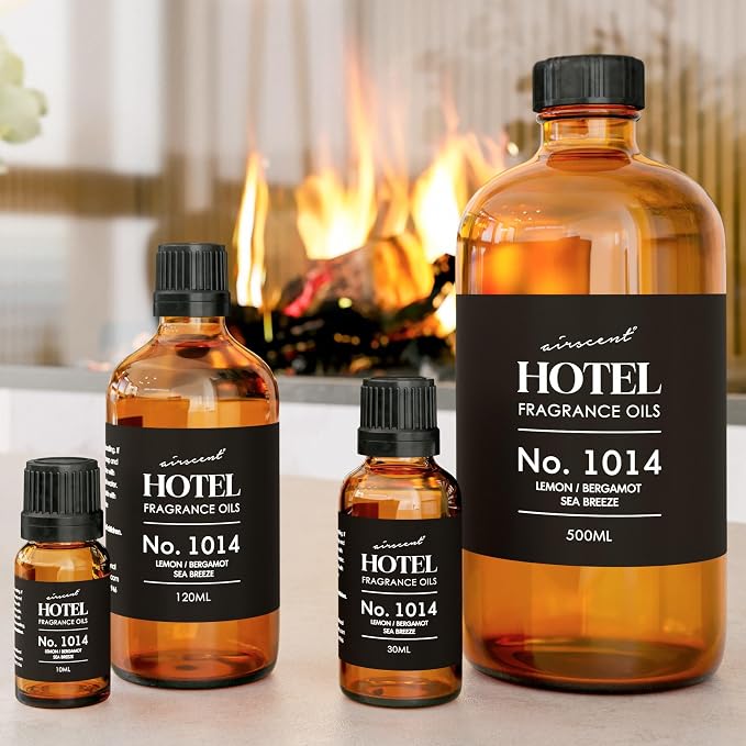 AirScent Hotel Diffuser Oil No. 1014 - Iconic 5-Star Hotel Blend - 500 mL | Lemon Bergamot Sea Breeze - Coastal Blend - Fragrance Oil for Ultrasonic and Waterless Diffusers and Crafting