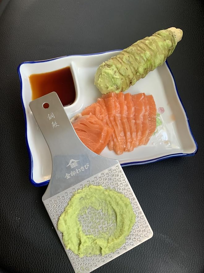 Sustainable Stainless Steel Wasabi Grater - Hagane Zame PRO - Grate Wasabi, Garlic, Ginger, Apples, Fruits, Vegetables, Creamy Texture/Kinjirushi Wasabi (Professional Size) 10.3 inch x 4.3 inch