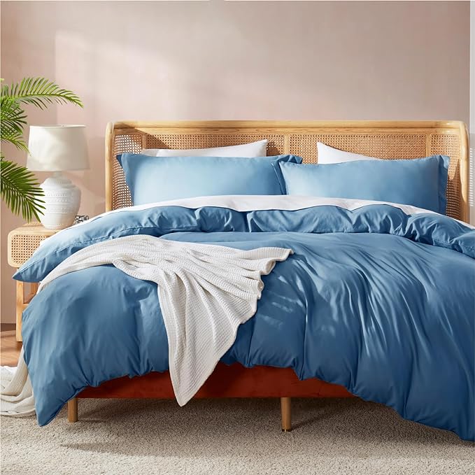 Nestl Blue Heaven Duvet Cover Full Size - Soft Double Brushed Full Size Duvet Cover Set, 3 Piece, with Button Closure, 1 Duvet Cover 80x90 inches and 2 Pillow Shams